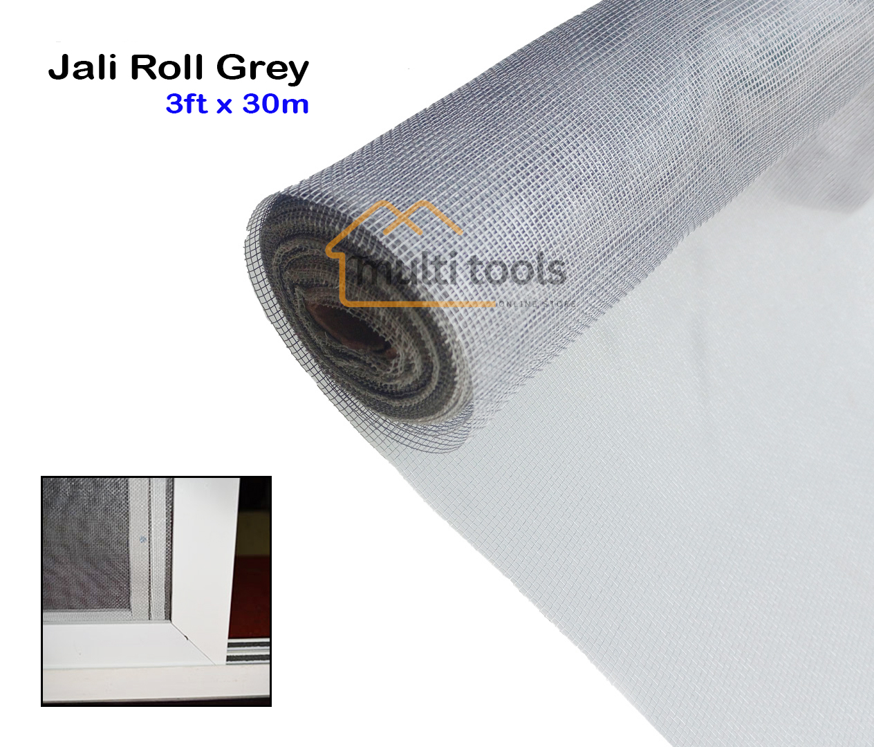 Fiber Net Grey Roll For Aluminium Window 3ft X 30m